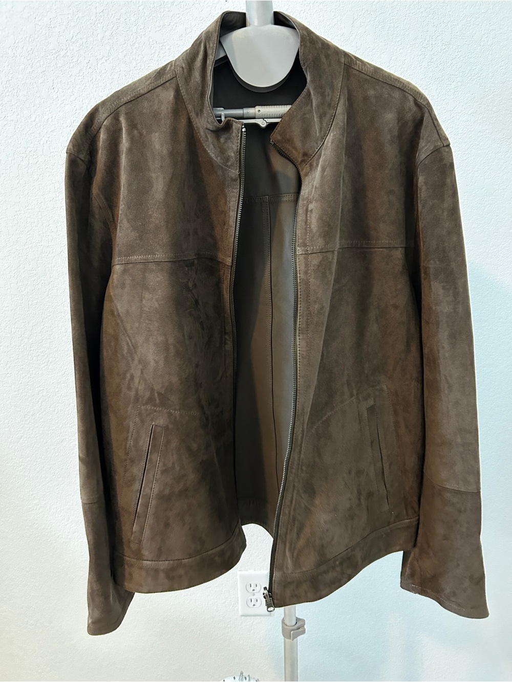 Men's Brown Genuine Leather/Suede Reversible Jacket